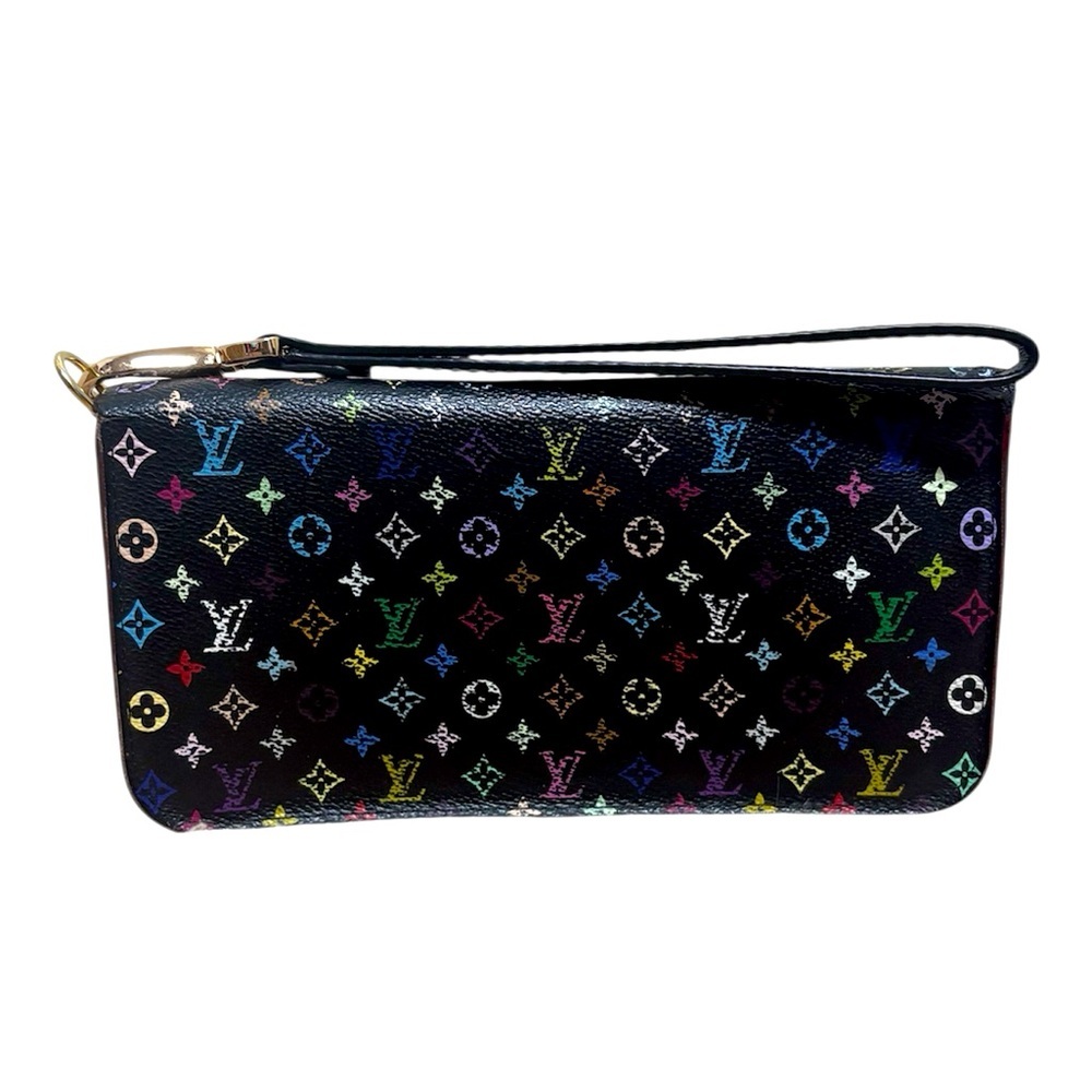 Louis Vuitton LV Murakami Insolite black pink long zip wallet wristlet authentic